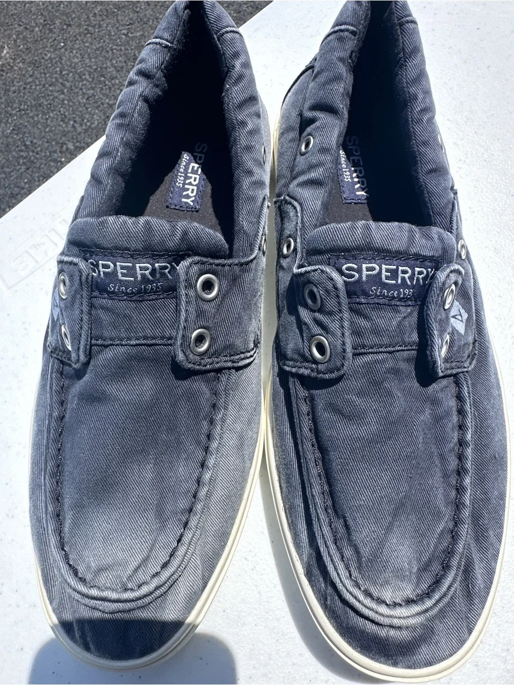 Sperry Men’s Faded Black Canvas Slip-On Boat Shoes *NWOT*